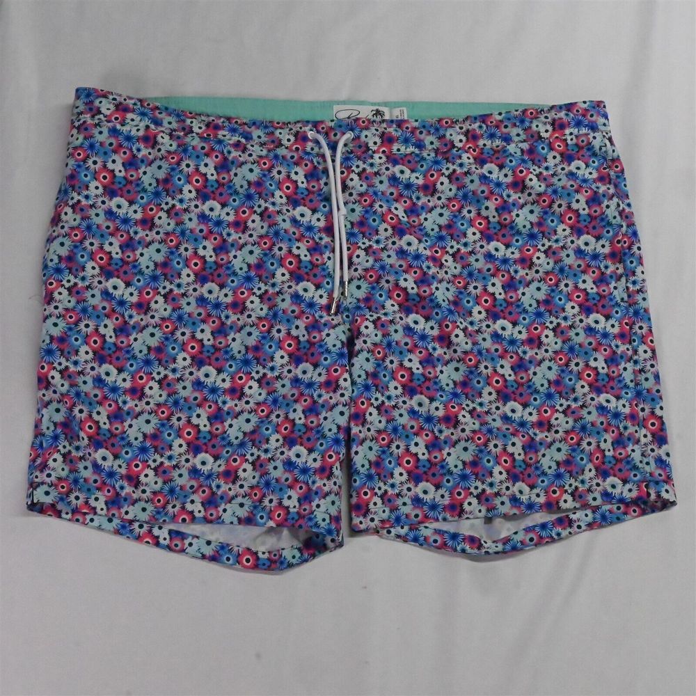 Bonobos XL x 7" Blue Floral Drawstring Mesh Lined Swim‎ Mens Shorts